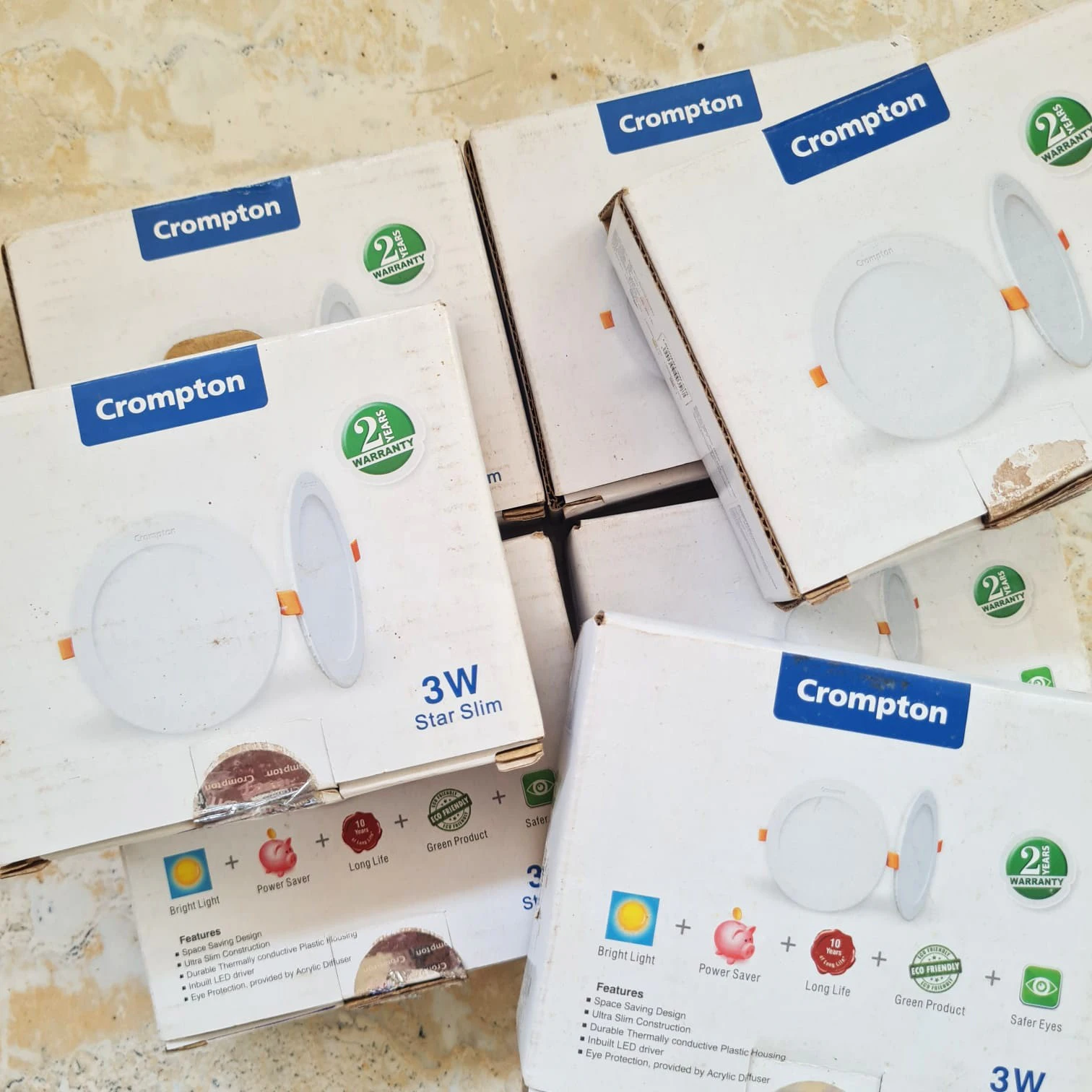 Crompton 3W Star Slim LED Lights | Unused | 7 Pieces