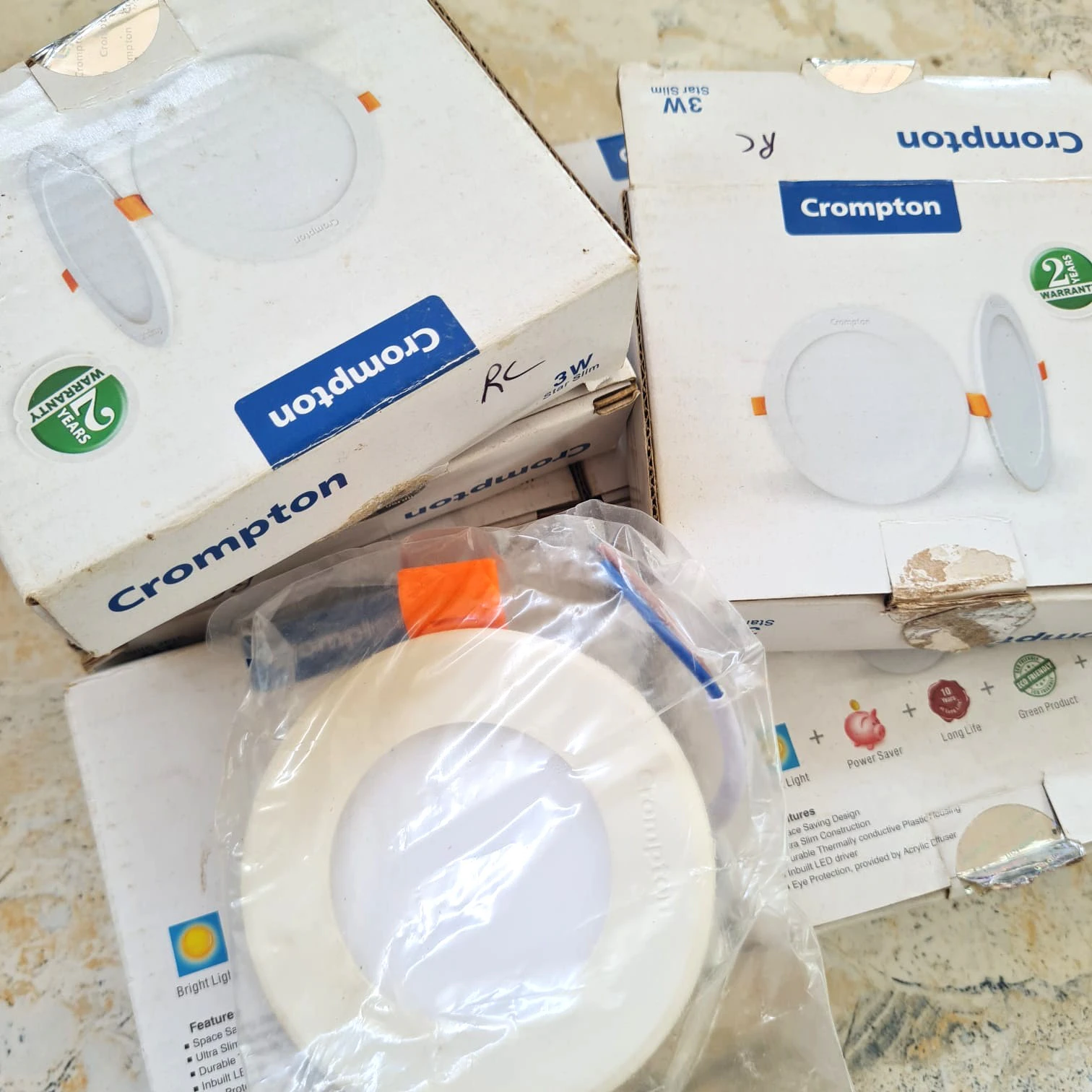 Crompton 3W Star Slim LED Lights | Unused | 7 Pieces